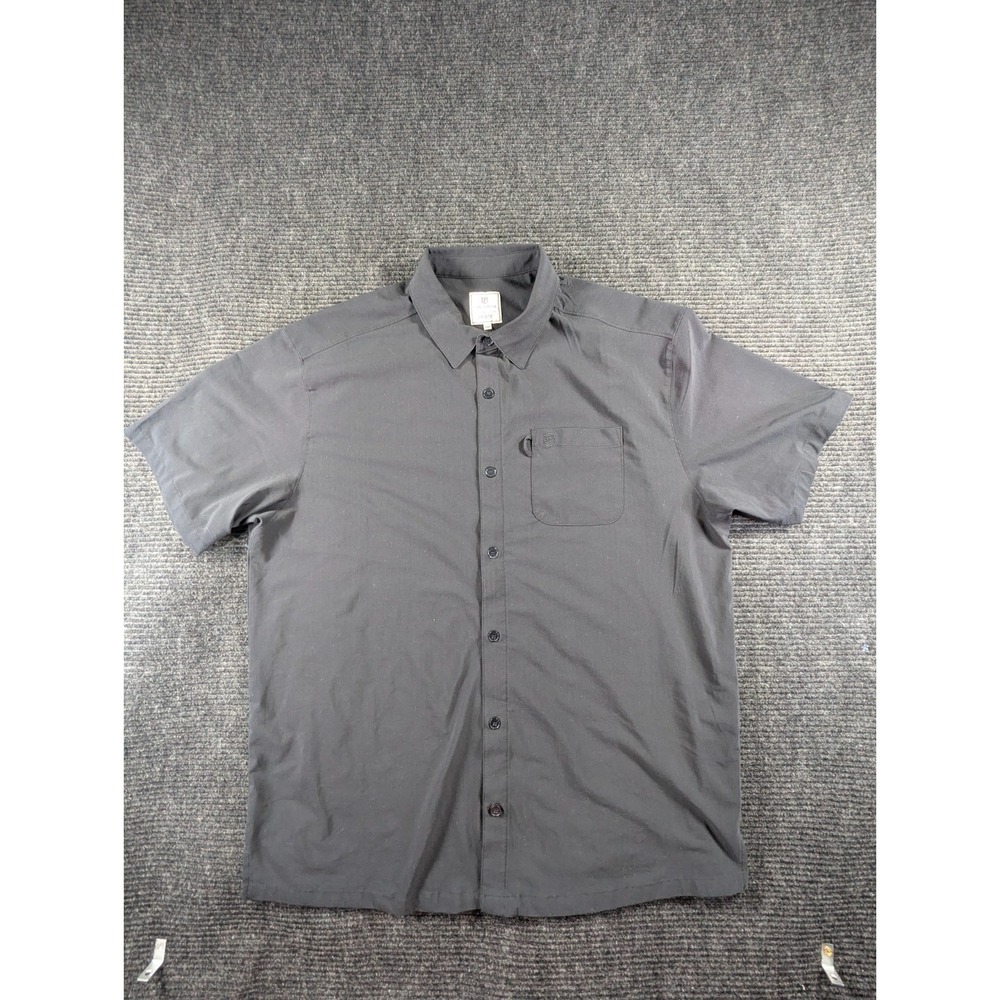 Born Primitive Driven Shirt Mens 3XL Gray Stretch Short Sleeve Travel Button Up